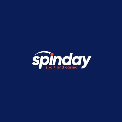 Spinday Casino logo on a dark blue background.