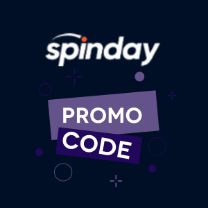A dark background with the Spinday logo at the top. Below it, there is the text "PROMO CODE"
