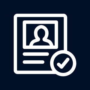 Profile identification card icon with a checkmark indicating verification